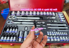 Bộ tuýp 1/4 3/8 1/2 inch Kingtony model 9563MR 62 chi tiết 6 cạnh hệ mét