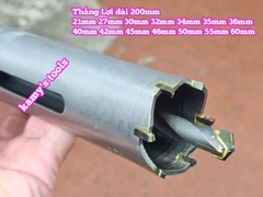 Mũi khoan rút lõi xuyên tường dài 200mm Thắng Lợi 21mm 27mm 30mm 32mm 34mm 35mm 36mm 40mm 42mm 45mm 46mm 50mm 55mm 60mm