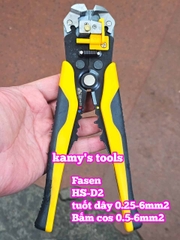 Kìm tuốt dây điện tự động bấm cos cắt đa năng Fasen HS-D2 0.25-6mm2