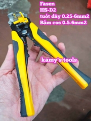 Kìm tuốt dây điện tự động bấm cos cắt đa năng Fasen HS-D2 0.25-6mm2