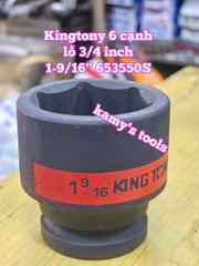 1-3/8 1-7/16 1-1/2 1-9/16 1-5/8 đầu tuýp khẩu lỗ 3/4 inch 6 cạnh Kingtony 653544S 653546S 653548S 653550S 653552S