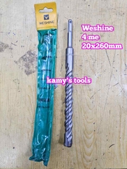Mũi khoan bê tông chuôi gài SDS-PLUS 4 me Weshine 20mm 20x260mm WS-342026