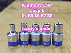 Đầu tuýp đầu khẩu E 1/4 inch dài 24mm Kingtony E4 E5 E6 E7 E8 model 237504M 237505M 237506M 237507M 237508M