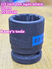 Đầu tuýp 1/2 inch bông 12 cạnh đen ngắn Kingtony 22mm 24mm 27mm 453022M 453024M 453027M