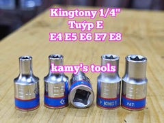Đầu tuýp đầu khẩu E 1/4 inch dài 24mm Kingtony E4 E5 E6 E7 E8 model 237504M 237505M 237506M 237507M 237508M