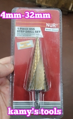 Mũi khoan tháp rãnh xoắn NUR 4-12, 4-20, 4-32mm chuyên khoan sắt , tôn, nhôm