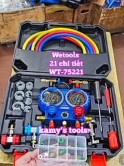 Bộ đồng hồ nạp ga lạnh điều hòa ô tô R134A R410A R22 R404A Wetools 21 chi tiết WT-75221