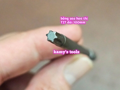 Mũi vít bông sao hoa thị đuôi lục giác 1/4 inch dài 100mm thép S2 T10 T15 T20 T25 T27 T30 T40