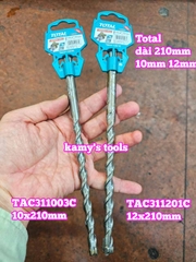 Mũi khoan bê tông 4 cạnh 4 me dài 210mm SDS Plus Total 10mm 12mm TAC311003C TAC311201C