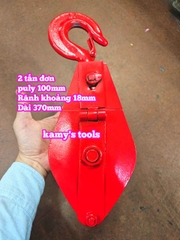 Ròng rọc đơn màu đỏ 2 tấn puly 4 inch rãnh 18mm Hongfu HQG(L)K-2