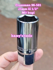 Tuýp mở bugi có ron cao su 1/2 inch 21mm Crossman 96-581 dài 65mm 6 cạnh