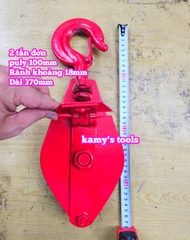 Ròng rọc đơn màu đỏ 2 tấn puly 4 inch rãnh 18mm Hongfu HQG(L)K-2