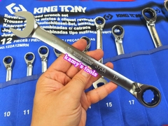 Bộ cờ lê vòng miệng tự động đảo chiều 8mm-24mm Kingtony 122A12MRN, bộ vòng miệng tự động