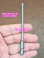 Mũi vít bông sao hoa thị đuôi lục giác 1/4 inch dài 100mm thép S2 T10 T15 T20 T25 T27 T30 T40