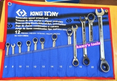 Bộ cờ lê vòng miệng tự động đảo chiều 8mm-24mm Kingtony 122A12MRN, bộ vòng miệng tự động