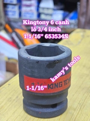 1-1/16 1-1/8 1-3/16 1-1/4 1-5/16 đầu tuýp khẩu lỗ 3/4 inch 6 cạnh Kingtony 653534S 653536S 653538S 653540S 653542S