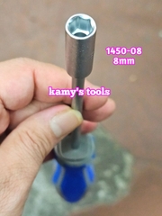 1450-08 Tua vít cán vặn ốc đầu tuýp lục giác Kingtony 8mm thân dài 125mm luôn cán 235mm
