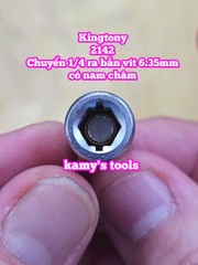 Đầu chuyển 1/4 inch sang bắn vít 6.35mm Kingtony model 2142 có nam châm
