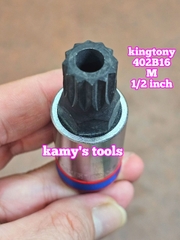 Đầu tuýp lú đầu sao 12 cạnh 1/2 inch Kingtony dài 66mm M16 M18 model 402B16 402B18
