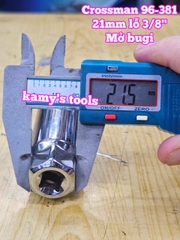 Tuýp mở bugi có ron cao su 3/8 inch 21mm Crossman 96-381 dài 65mm 6 cạnh