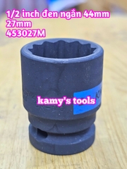 Đầu tuýp 1/2 inch bông 12 cạnh đen ngắn Kingtony 22mm 24mm 27mm 453022M 453024M 453027M
