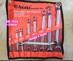 Bộ cờ lê 2 đầu vòng Asaki AK-7514 8 chi tiết 6-24mm