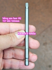 Mũi vít bông sao hoa thị đuôi lục giác 1/4 inch dài 100mm thép S2 T10 T15 T20 T25 T27 T30 T40