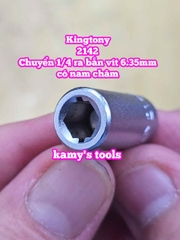 Đầu chuyển 1/4 inch sang bắn vít 6.35mm Kingtony model 2142 có nam châm