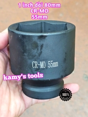 Đầu tuýp đầu khẩu 1 inch dài 80mm Kamytools thép Cr-mo 46mm 50mm 55mm