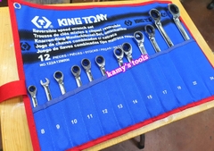 Bộ cờ lê vòng miệng tự động đảo chiều 8mm-24mm Kingtony 122A12MRN, bộ vòng miệng tự động