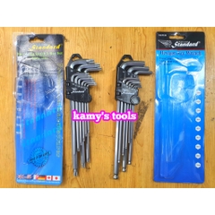 Bộ lục giác bông sao, hệ mét, hệ inch 9 cây thép S2 Standard