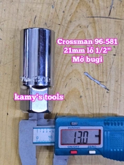 Tuýp mở bugi có ron cao su 1/2 inch 21mm Crossman 96-581 dài 65mm 6 cạnh
