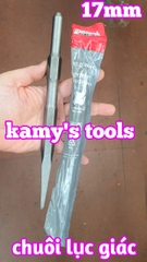 Mũi đục bê tông nhọn dẹp đuôi lục giác 17mm dài 275mm 262mm