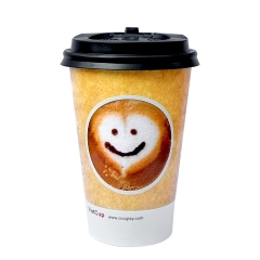 Cốc giấy 12oz 2PE kèm nắp nóng - Nụ Cười