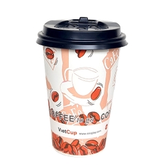 Cốc giấy 12oz 2PE kèm nắp nóng - Hạt Cafe