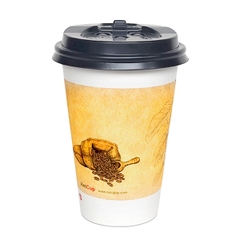 Cốc giấy 12oz 2PE kèm nắp nóng - Cafe