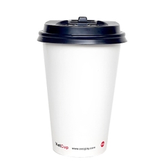Cốc giấy 12oz 2PE kèm nắp nóng - Trắng
