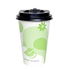 Cốc giấy 12oz 2PE kèm nắp nóng - Xanh