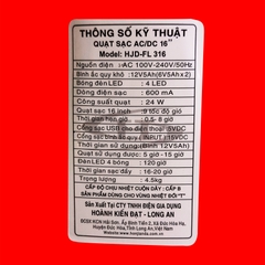 Quạt Tích Điện HONJIANDA HJD-FL316 <2 bình>