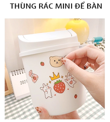 Thùng rác lắp lật bằng nhựa dùng cho văn phòng mini