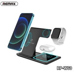 Bộ sạc nhanh 22.5w đế sạc không dây REMAX RP-W60 3in1 cho iPhone, Apple Watch, Airpods đa năng chính hãng [BH 1 Năm]