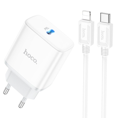 Bộ sạc nhanh 20w Hoco C104A (c-l) PD kèm cáp Type C ra iPhone Lightning cho iPhone 11 12 13 Pro Max chính hãng [BH 1 năm]