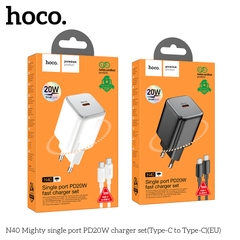 Bộ sạc nhanh 20w HOCO N40 (c-c) cáp 2 đầu type-c chính hãng (cóc 1 cổng type-c) [Bh 1 năm]