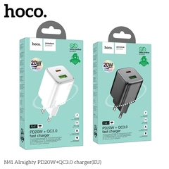 Cóc sạc nhanh 20w HOCO N41 - PD20w + QC3.0 2 cổng (1 cổng usb 1 cổng type C) chính hãng [BH 1 Năm]