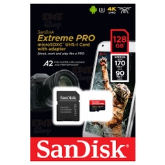 Thẻ nhớ Micro SD Sandisk Ext A2 128GB Full box, read 160Mb/s (Dùng quay 4K) [BH 2 năm]