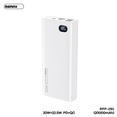 Pin sạc nhanh 22.5W REMAX RPP-292 20.000mAh dự phòng PD QC3.0 chính hãng [BH 1 năm]