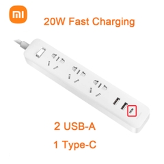 Ổ cắm điện tích hợp sạc nhanh Xiaomi 20w 2 cổng usb vs 1 cổng type-c (2a1c) 3 chấu chính hãng tiện lợi [BH: 12 tháng]