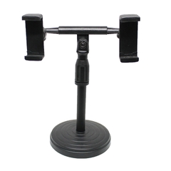 GIÁ ĐỠ KẸP 2 ĐIỆN THOẠI DC02 LIVESTREAM PROFESSSIONALMOBILE PHONE STAND ĐẾ TRÒN, ĐIỀU CHỈNH CAO THẤP [BH: NONE]