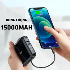 Pin sạc nhanh 22.5w Remax RPP-276 15.000mAh dự phòng PD QC3.0 (kèm cáp liền pin, ghim sạc ổ điện) chính hãng [BH 1 năm]