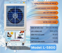 Quạt điều hòa hơi nước HAKARI L-5800 45 lít chính hãng công suất 135w dung tích 45L [BH 1 năm]